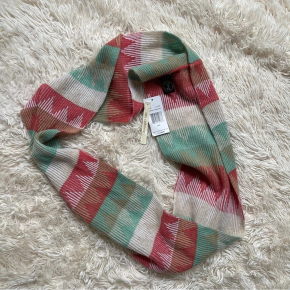 NWT MADE OF ME 100% Cashmere AZTEC Indian South Western Scarf Turqoise Red - Picture 3 of 4